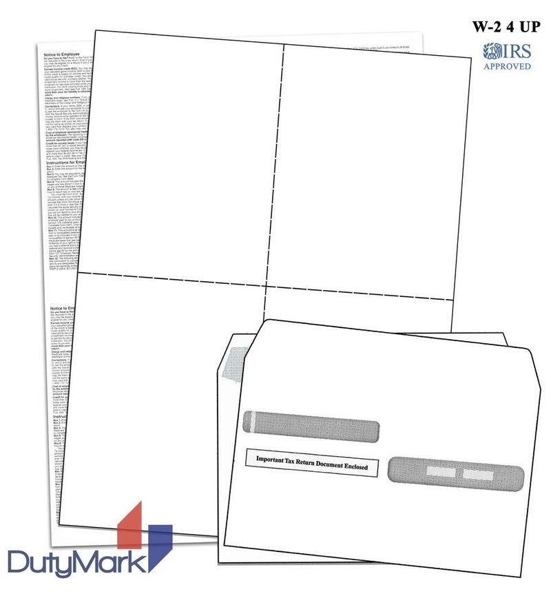 Dutymark W2 tax Form Envelopes, Double Window Security Envelope for 4-Up Style W-2 Tax Forms, Self Seal, Security Tintet W-2 Tax Forms Envelopes 25 Pack - Image 5